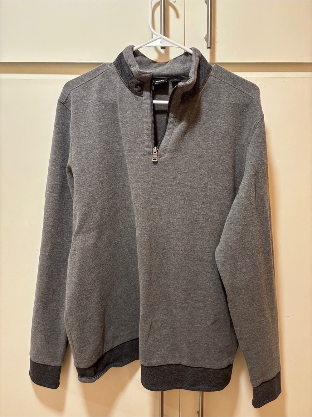 Hugo Boss Men's Gray Half-Zip Sweater